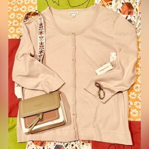 Studio Works Women's Button-Front Cardigan — Beige Normcore Minimalist NWT